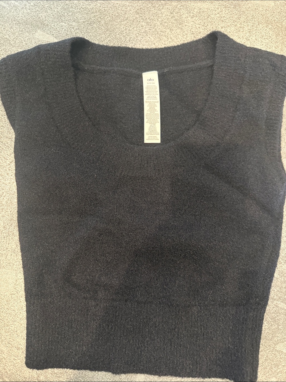 ALO Yoga Black Scoop Neck Knit Tank